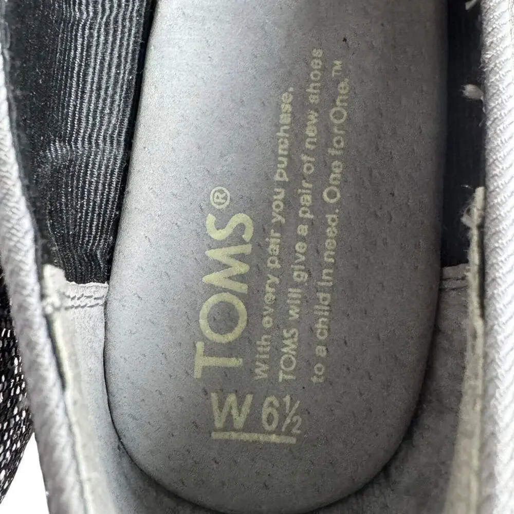 Toms Pewter Embellished Glitters Peep Toe Wedge Pumps Silver Women's Size 6.5